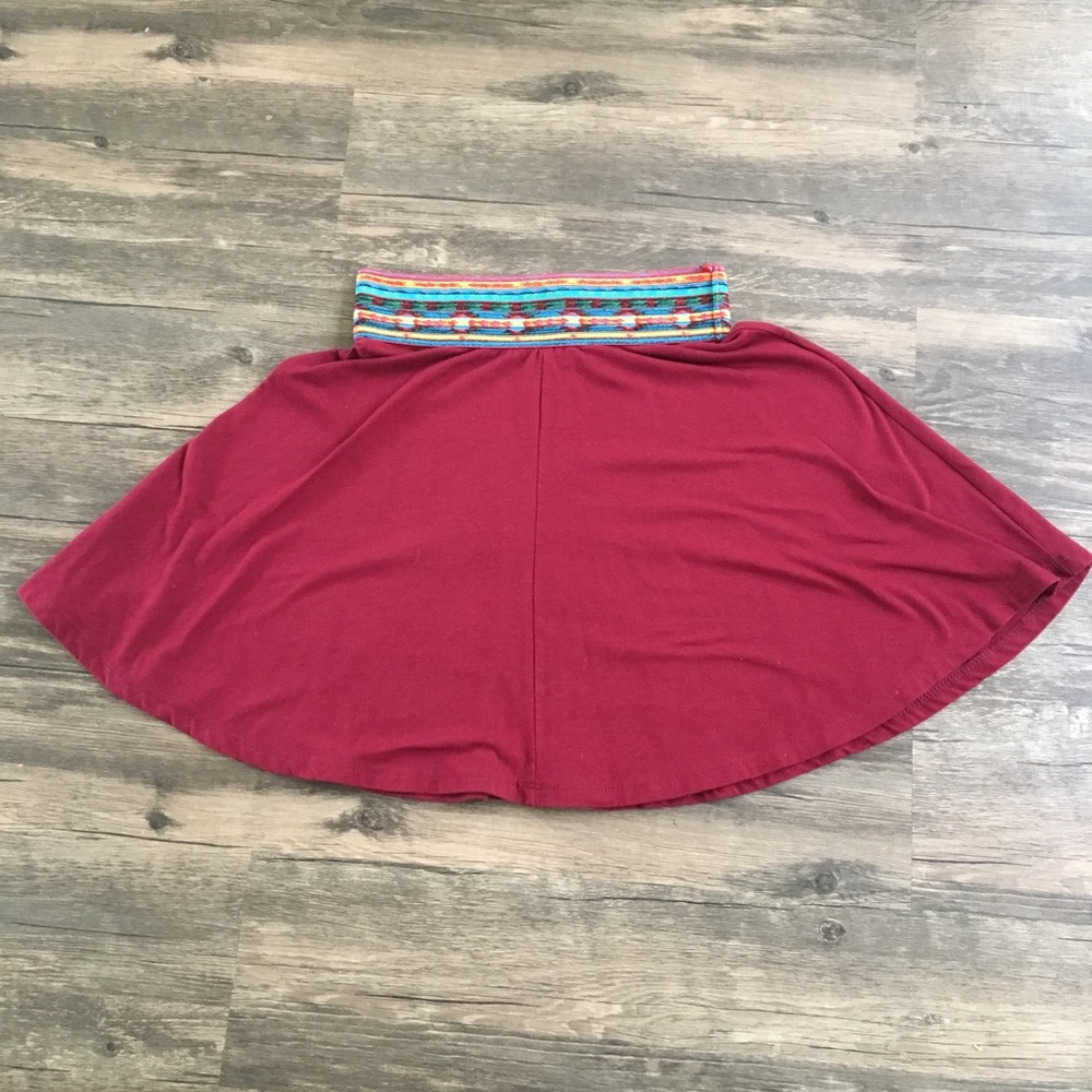 LunaChix Maroon Tribal Accent Skater Skirt